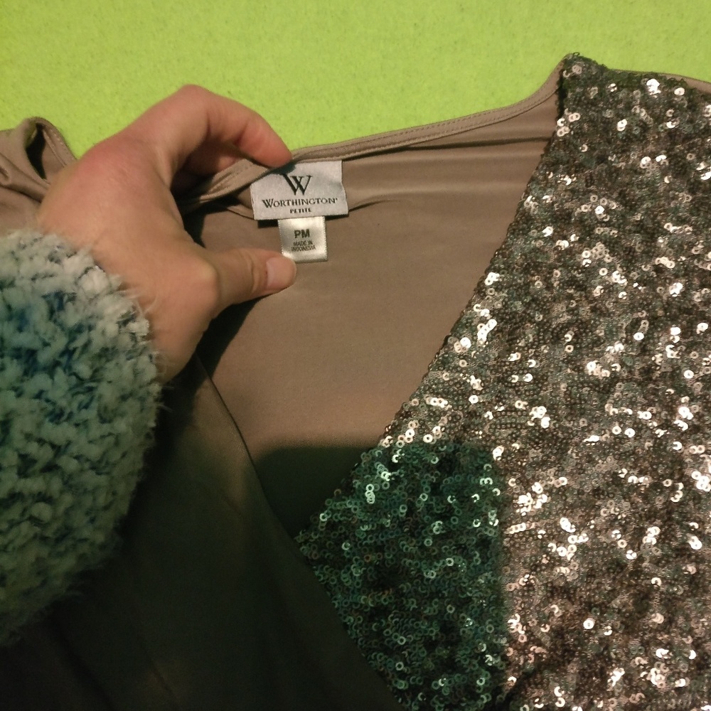 Beige size medium blouse with sequins